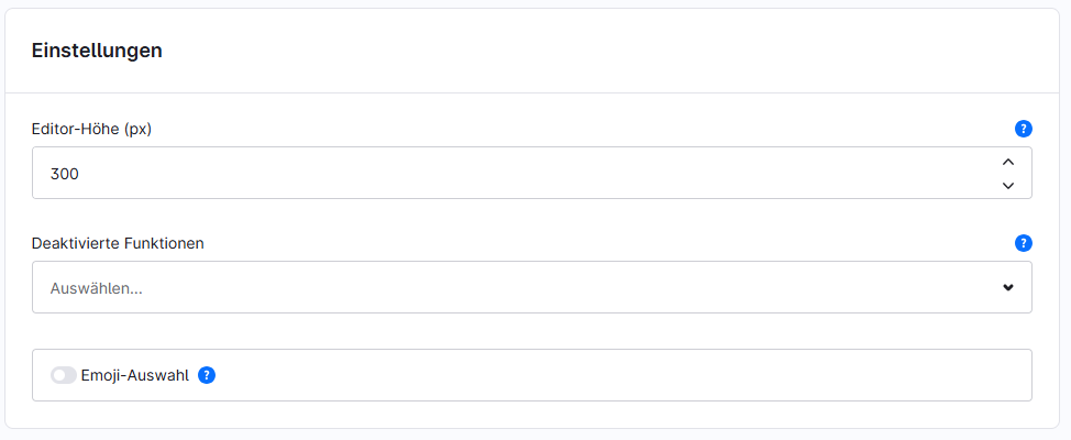 Konfigurationseinstellungen des CKEditor-Plugins